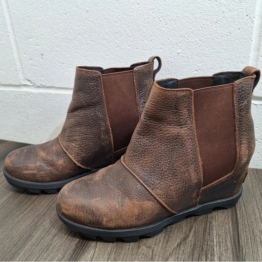 Sorel Arctic Wedge II Chelsea Boots Women's Size 9 Brown Leather Waterproof - Picture 2 of 8